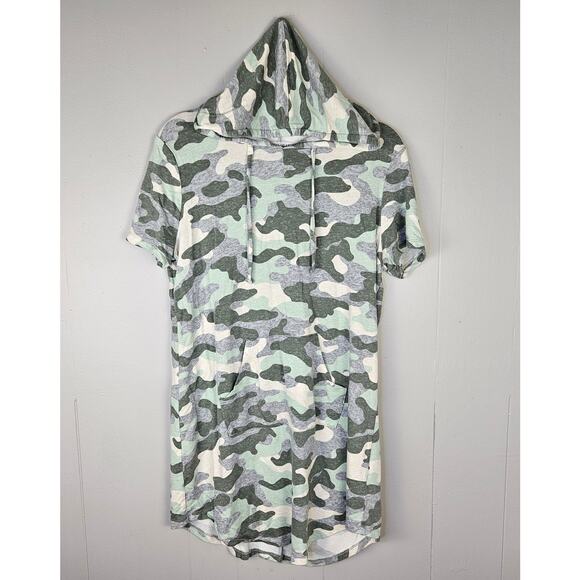 Cato Athleisure Camo Hoodie Dress Women’s Size M Green Gray Soft Casual Everyday - Picture 1 of 9